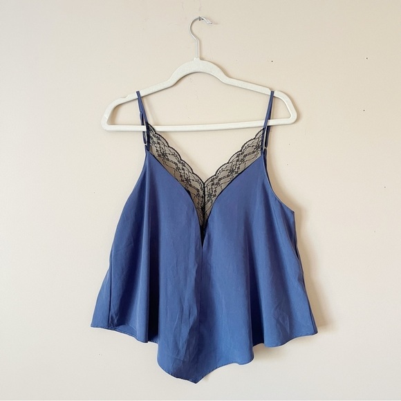 ZARA | Navy Blue Lace Lingerie Style Tank Top Sz L - Picture 2 of 7